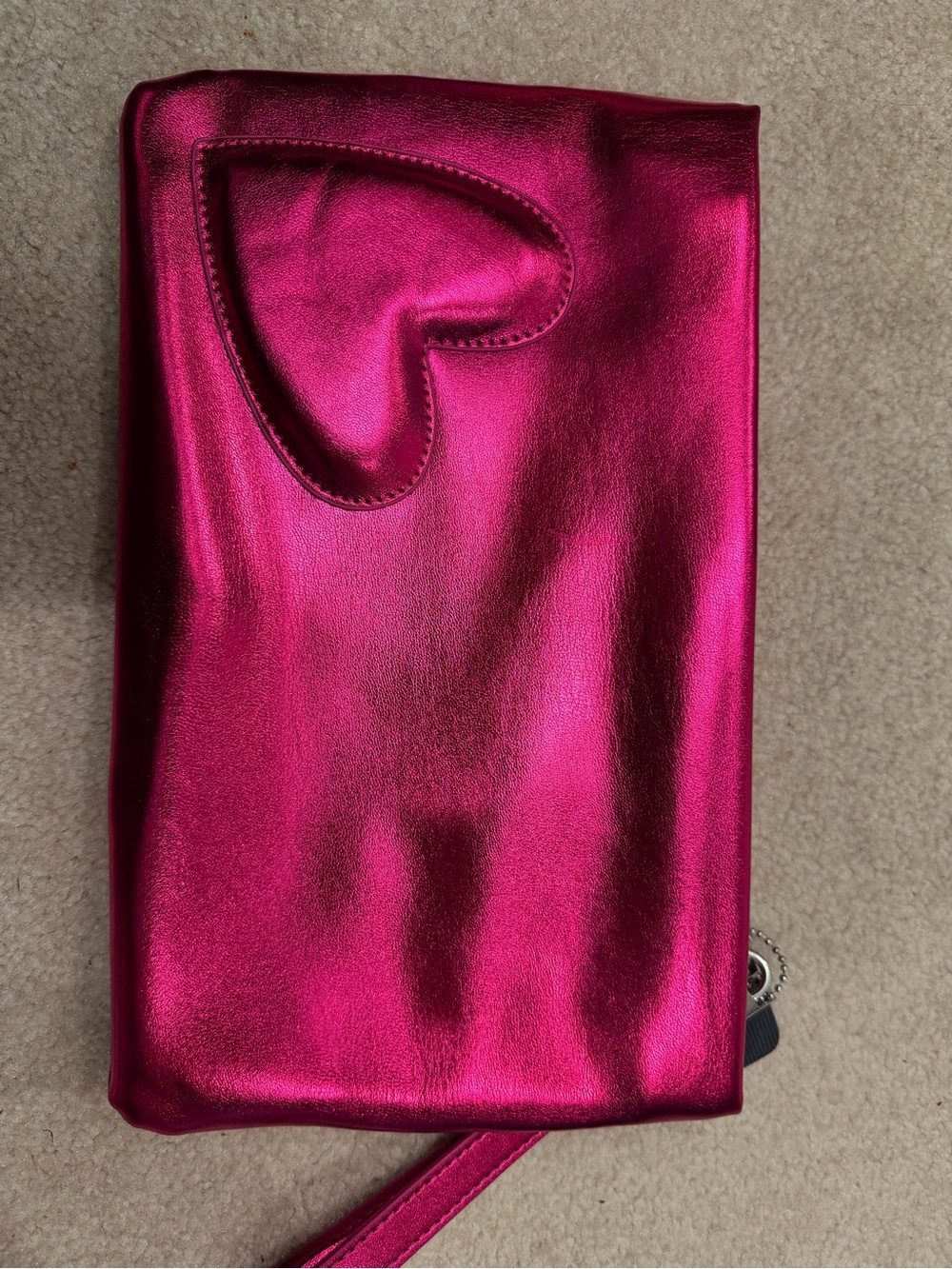 Metallic Hot Pink Wristlet Clutch with Heart Accent by GEAR